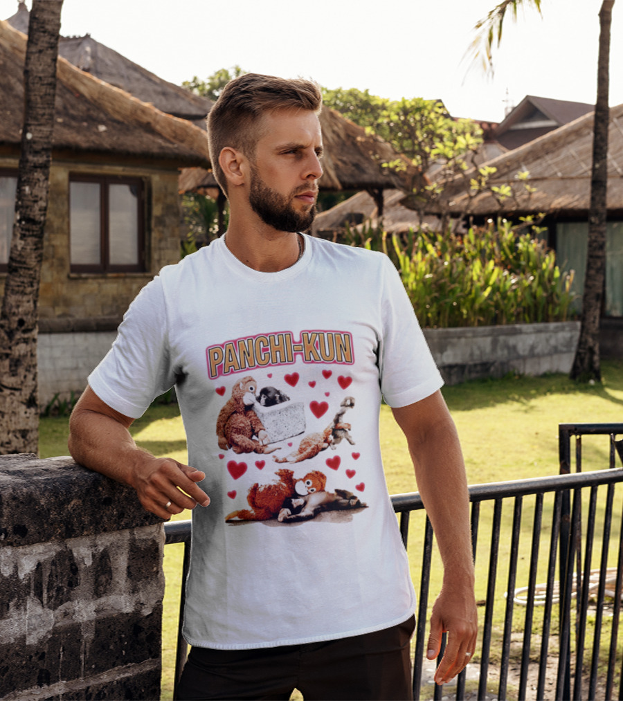 Panchi Kun Monkey Plush Love Hearts T-Shirt