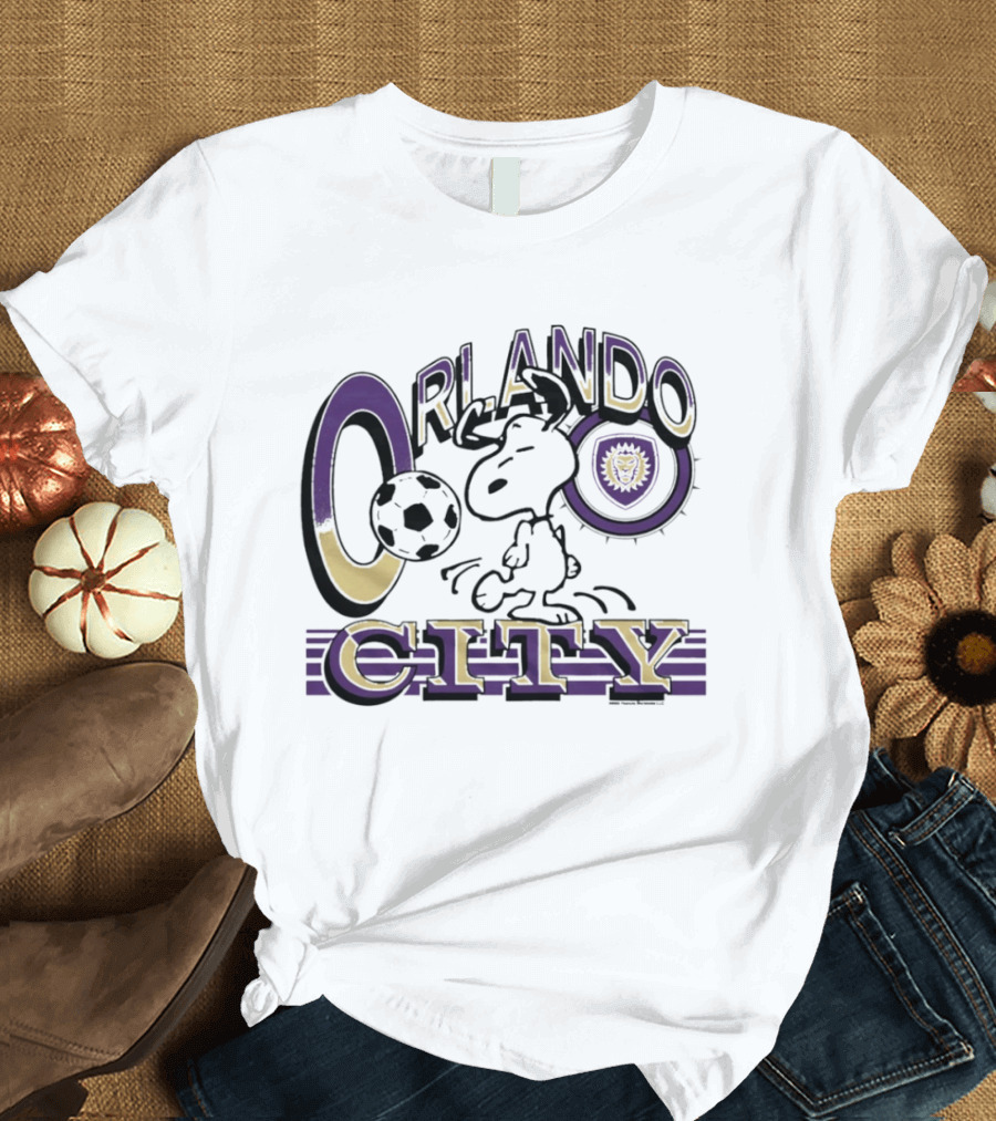 Peanuts Snoopy Orlando City Soccerball Logo Cartoon Collaboration T-Shirt