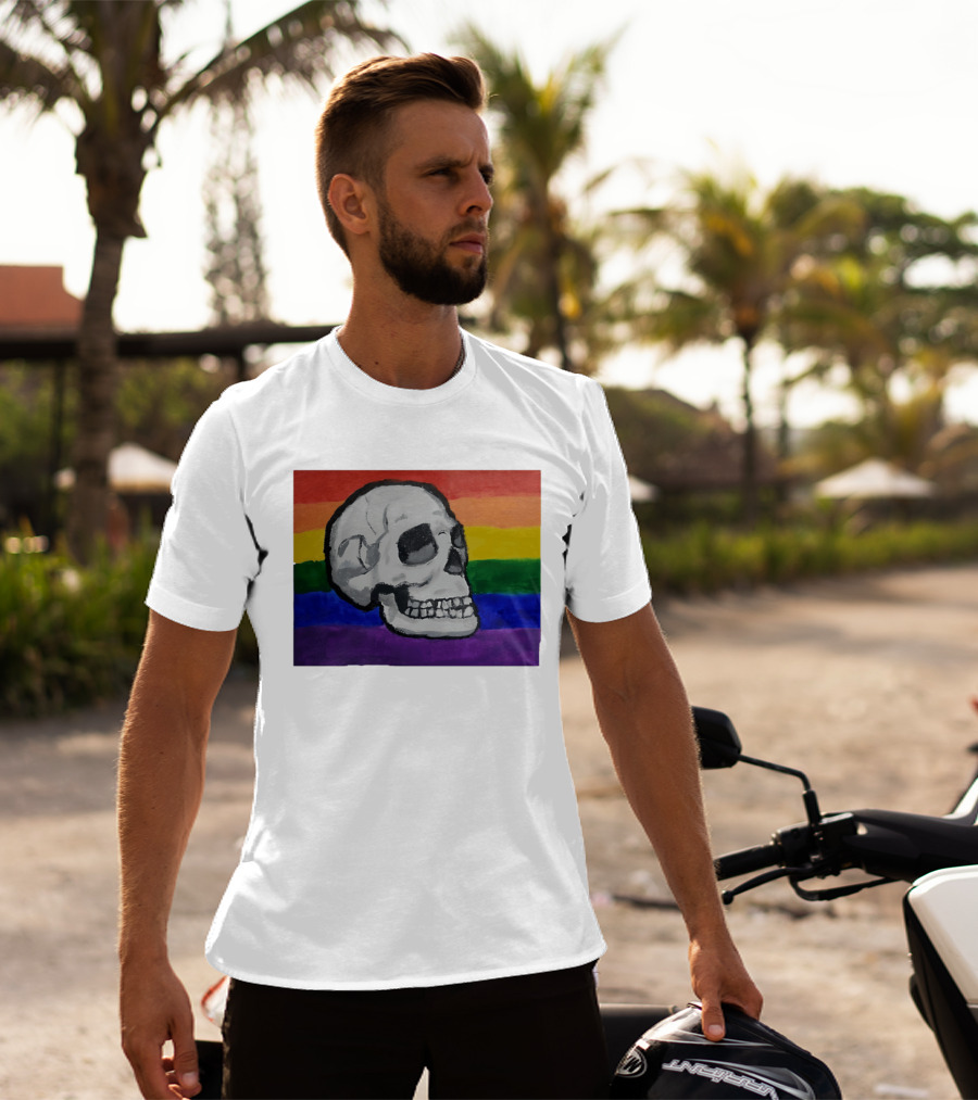 Pride Skull LGBT Rainbow Flag T-Shirt
