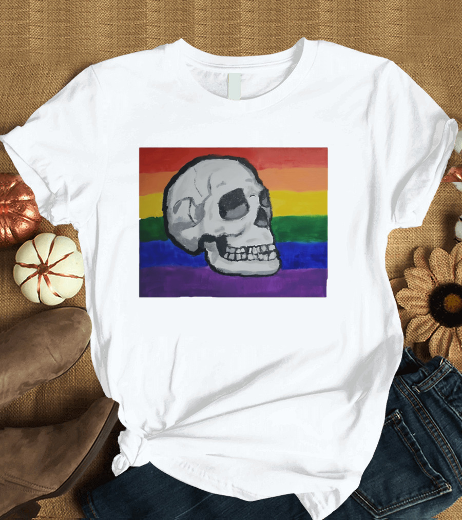 Pride Skull LGBT Rainbow Flag T-Shirt