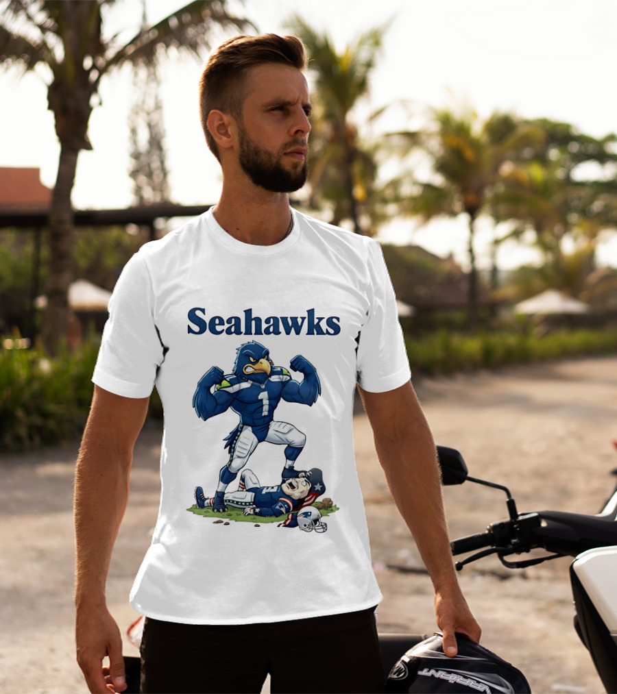 Seahawks Vs Patriots Rivalry Cartoon Victory T-Shirt