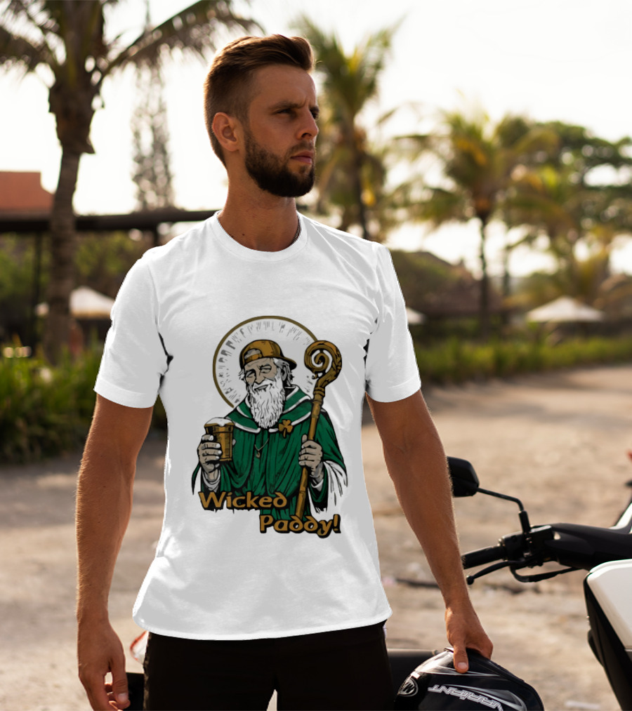 Wicked Paddy Saint Patrick Drinking Beer Iconic Irish T-Shirt