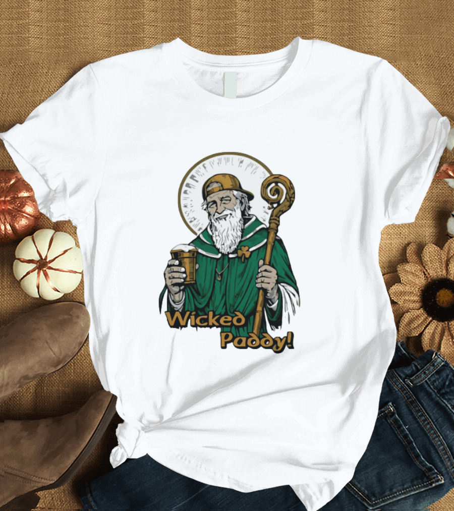Wicked Paddy Saint Patrick Drinking Beer Iconic Irish T-Shirt