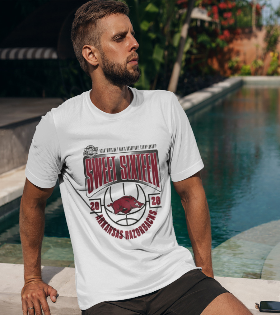 Arkansas Razorbacks NCAA 2026 Division I Men's Basketball Championship Sweet Sixteen T-Shirt