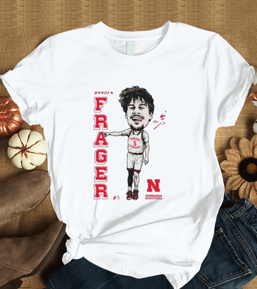 Braden Frager Nebraska Cornhuskers Basketball Caricature #5 T-Shirt