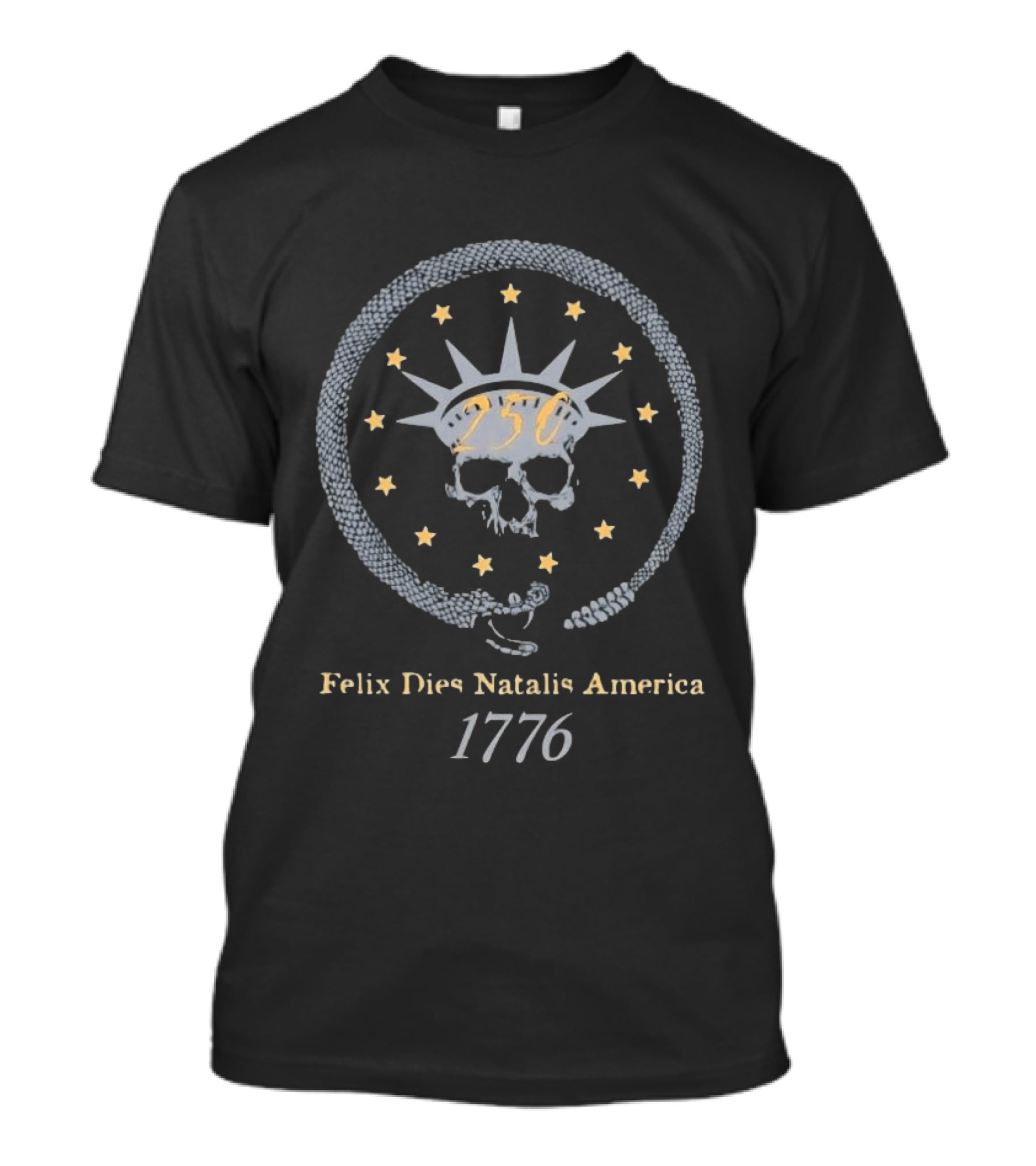 Felix Dies Natalis America 250 Skull 1776 Stars And Snake Circle T-Shirt