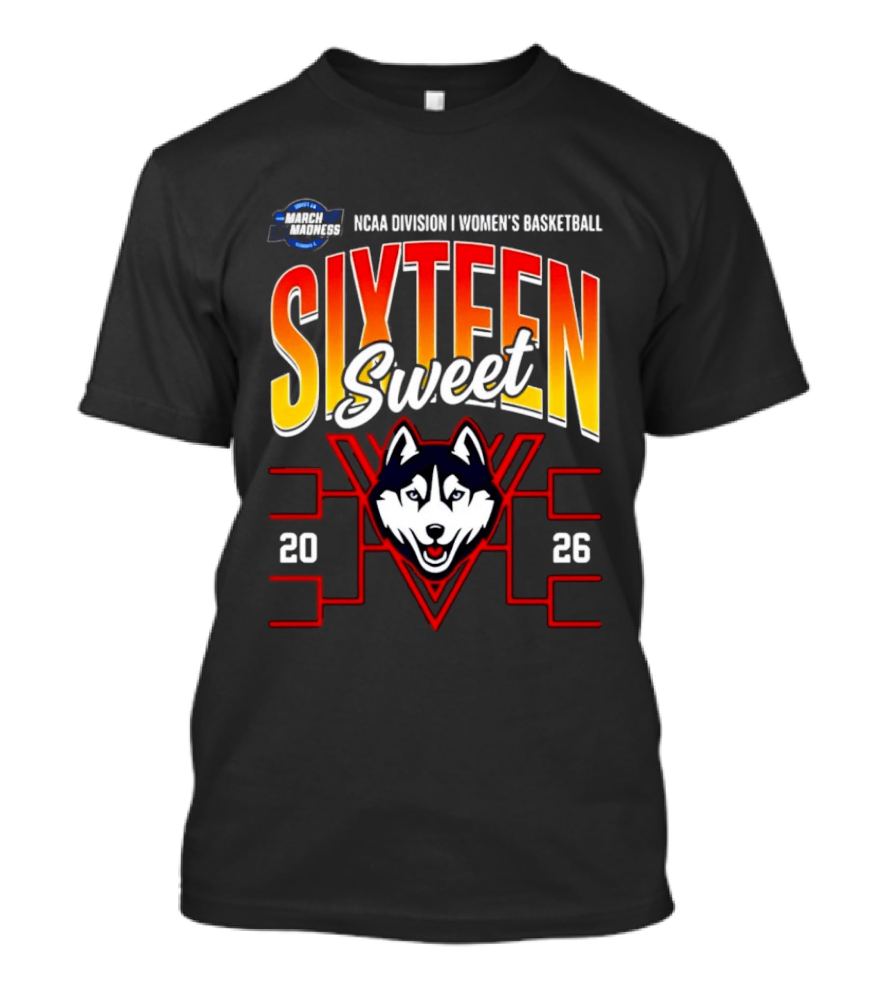 NCAA Division I Women's Basketball UConn Huskies 2026 Sweet Sixteen March Madness Tournament T-Shirt
