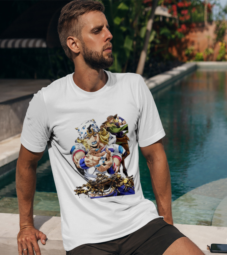 Steel Ball Run JoJo's Bizarre Adventure Gyro Zeppeli And Johnny Joestar Anime Characters T-Shirt