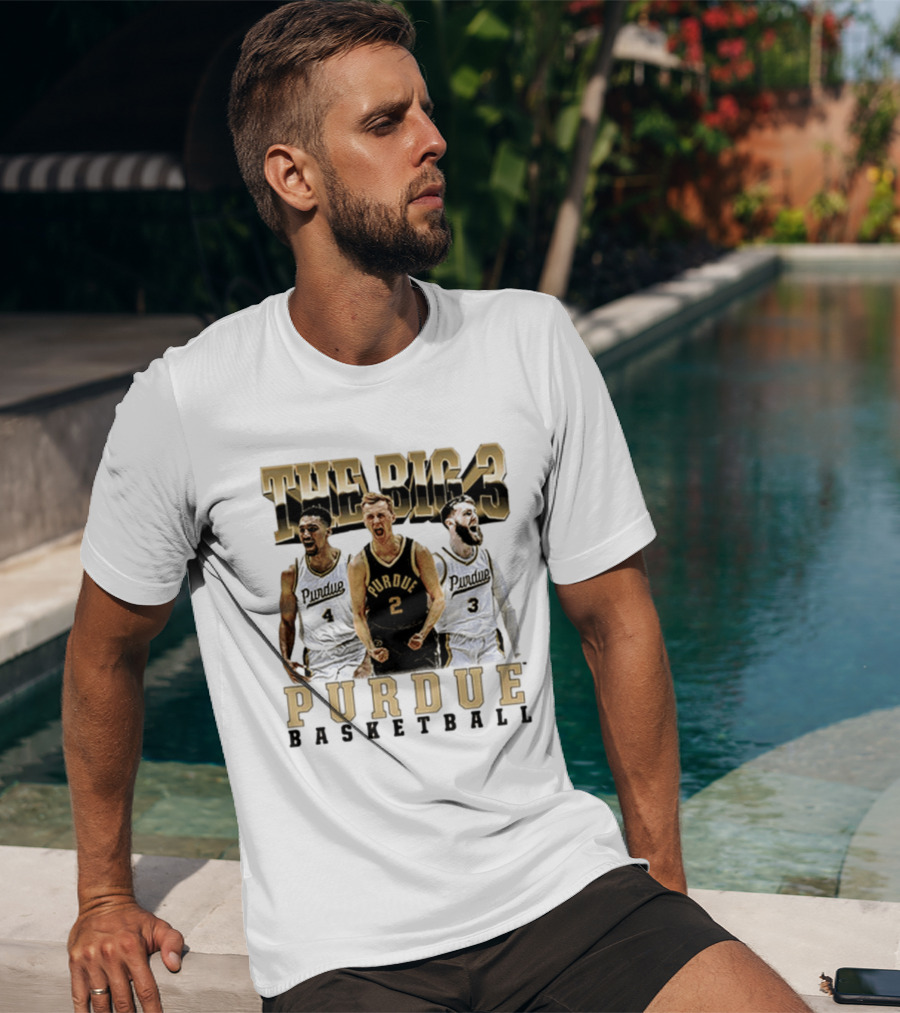 Purdue Basketball The Big 3 Player Collage T-Shirt