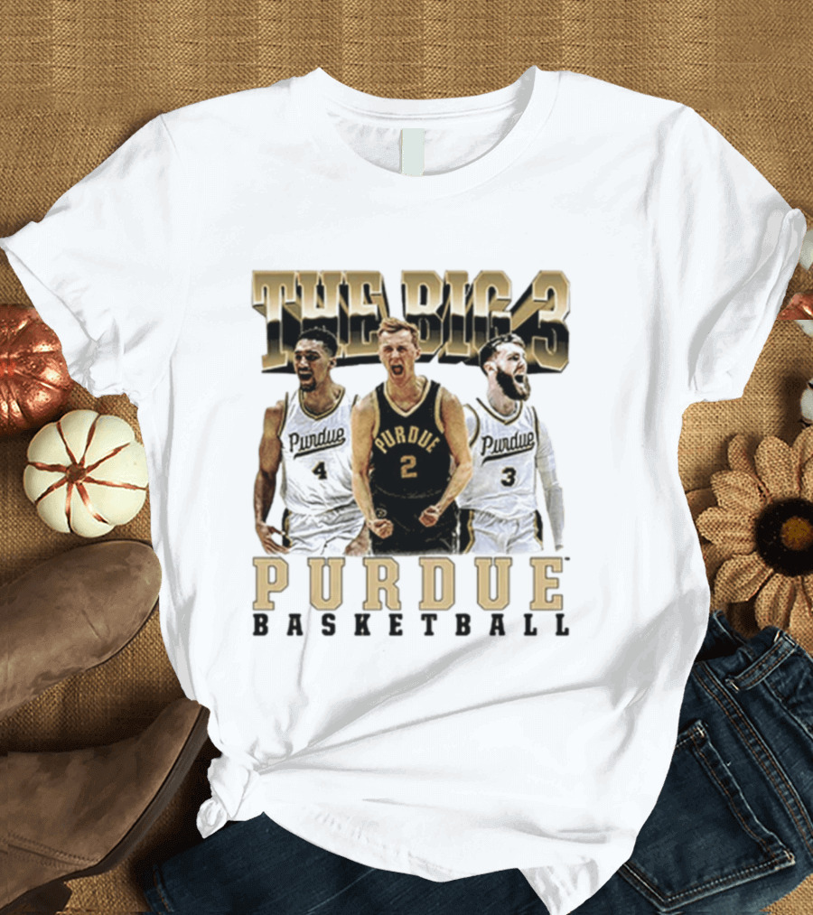 Purdue Basketball The Big 3 Player Collage T-Shirt