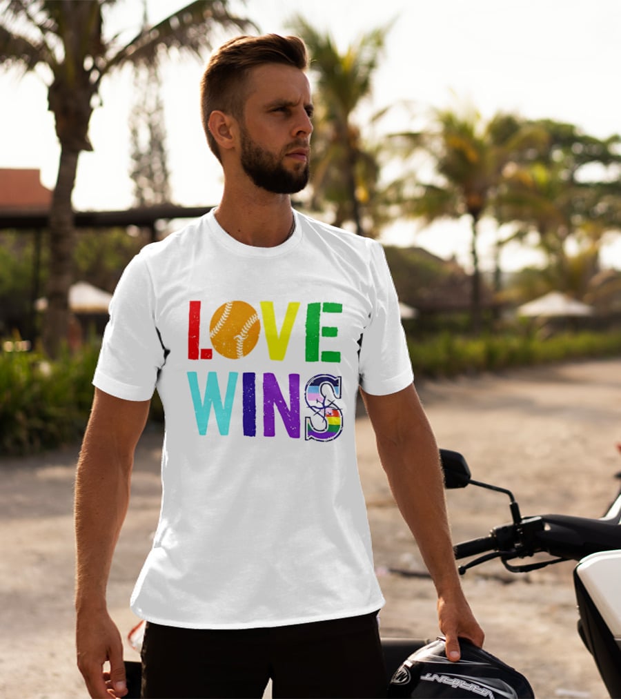Love Wins Baseball Pride LGBTQ Rainbow T-Shirt