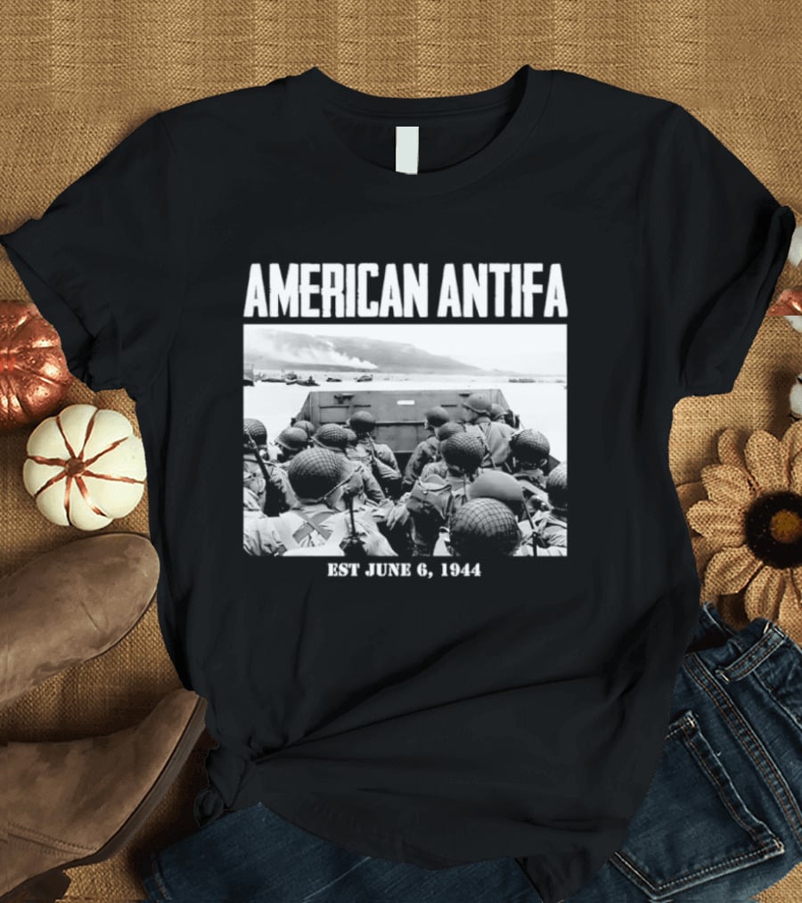 American Antifa Est June 6 1944 D Day Historical Reference T-Shirt