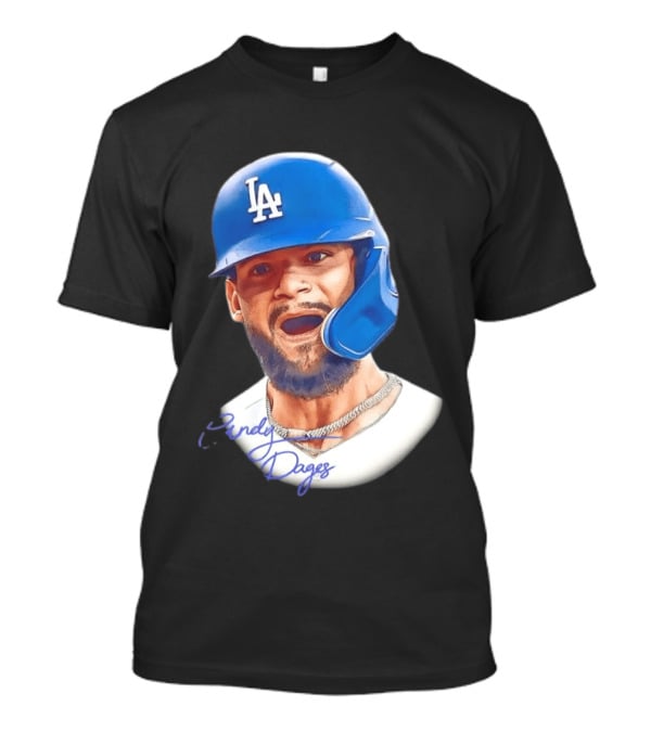 Andy Pages Los Angeles Dodgers MLB 2026 Big Face LA Helmet T-Shirt