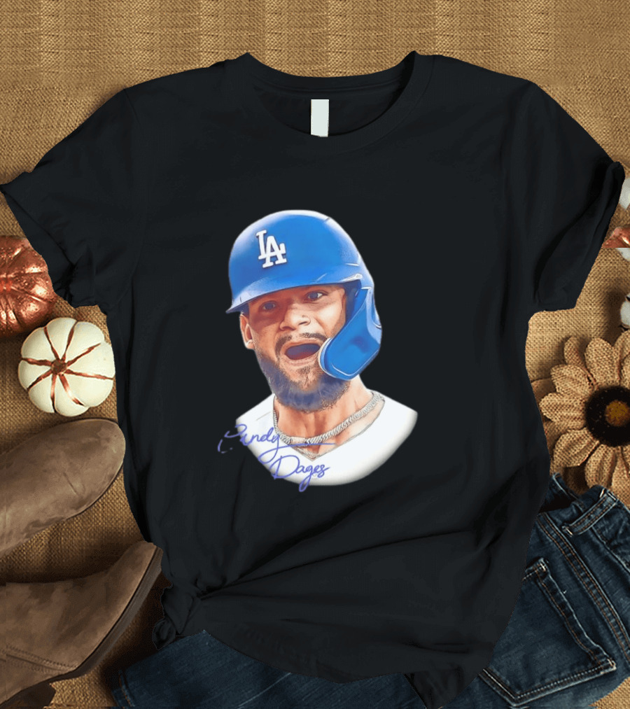 Andy Pages Los Angeles Dodgers MLB 2026 Big Face LA Helmet T-Shirt