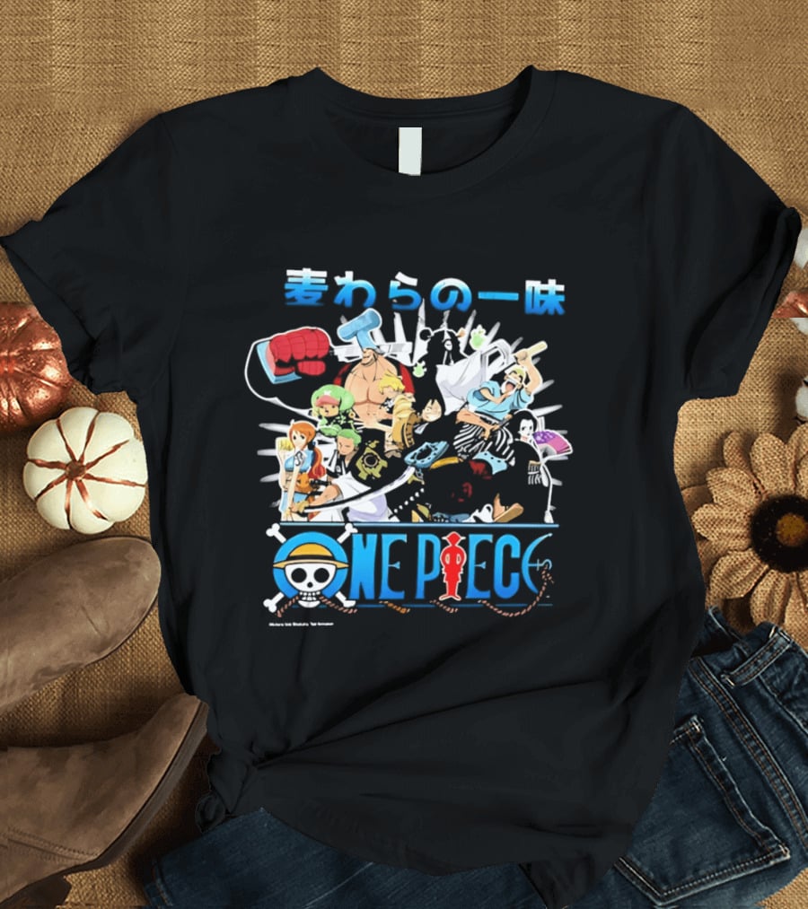One Piece Straw Hat Pirates Anime Characters Collage T-Shirt