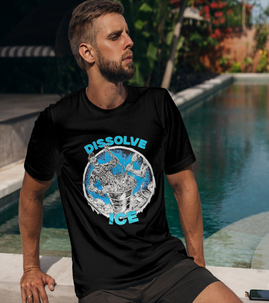 Dissolve ICE Abolish ICE Skeleton Melting In Cauldron With Ghostly Figure T-Shirt