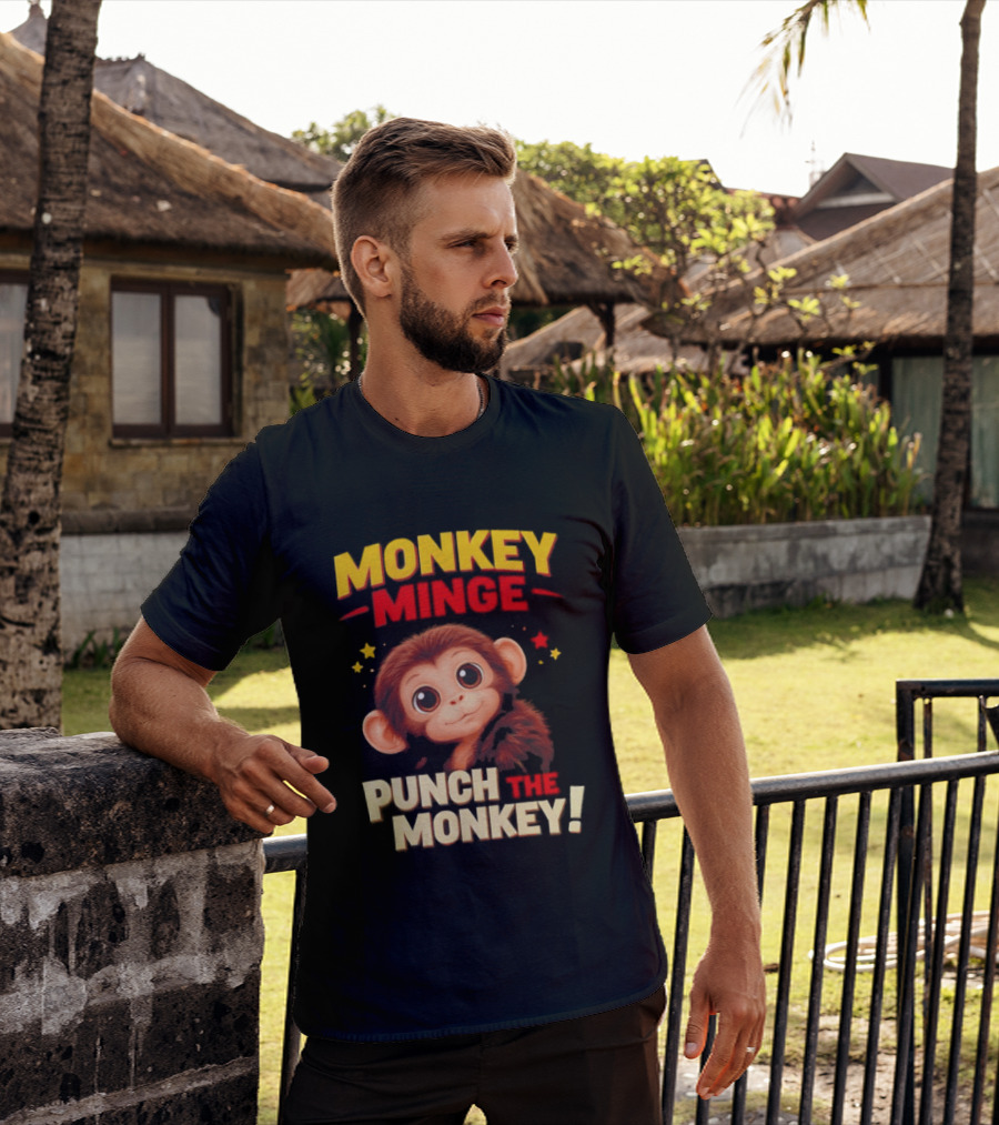 Monkey Minge Punch That Monkey Cute Cartoon Monkey T-Shirt