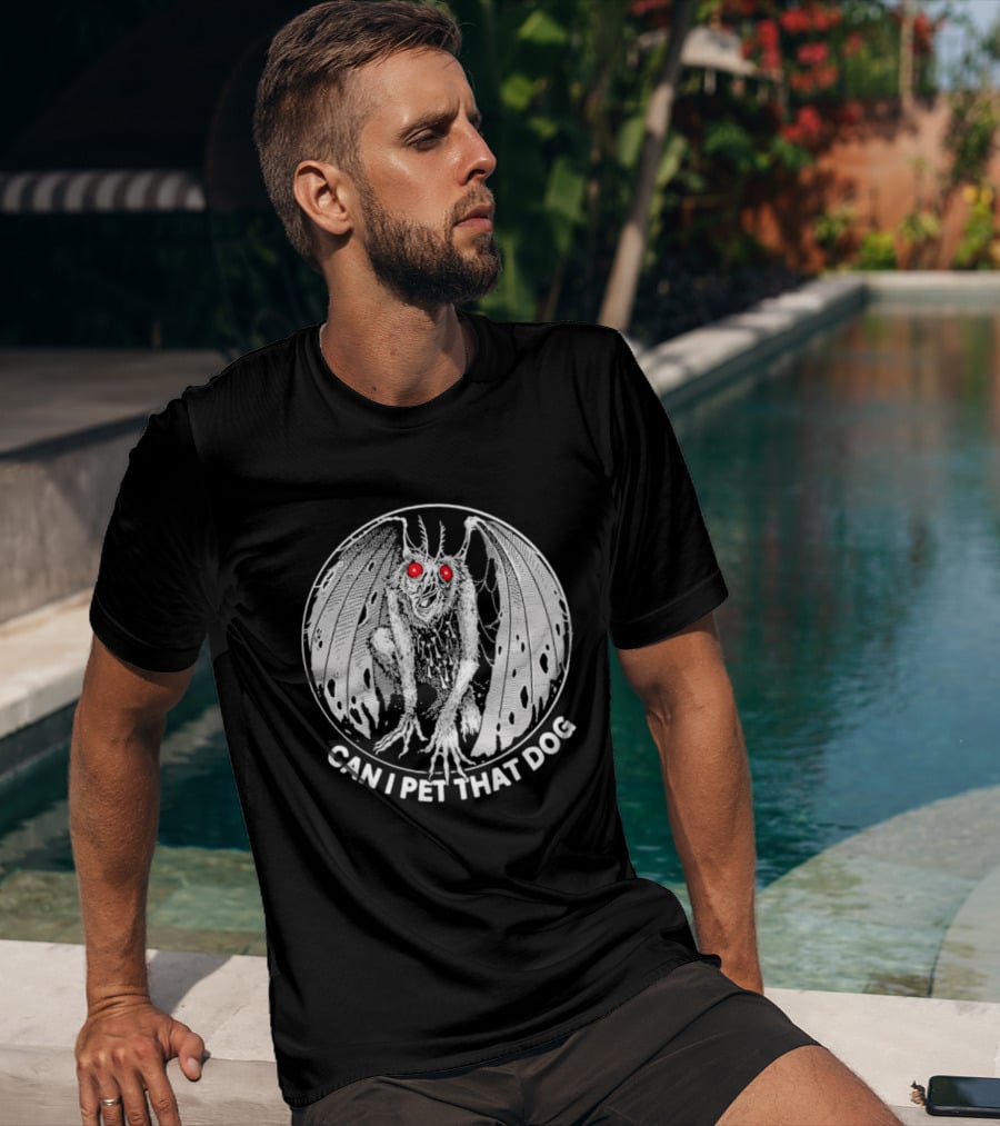 Mothman Can I Pet That Dog Meme Red Eyes Cryptid Humor T-Shirt
