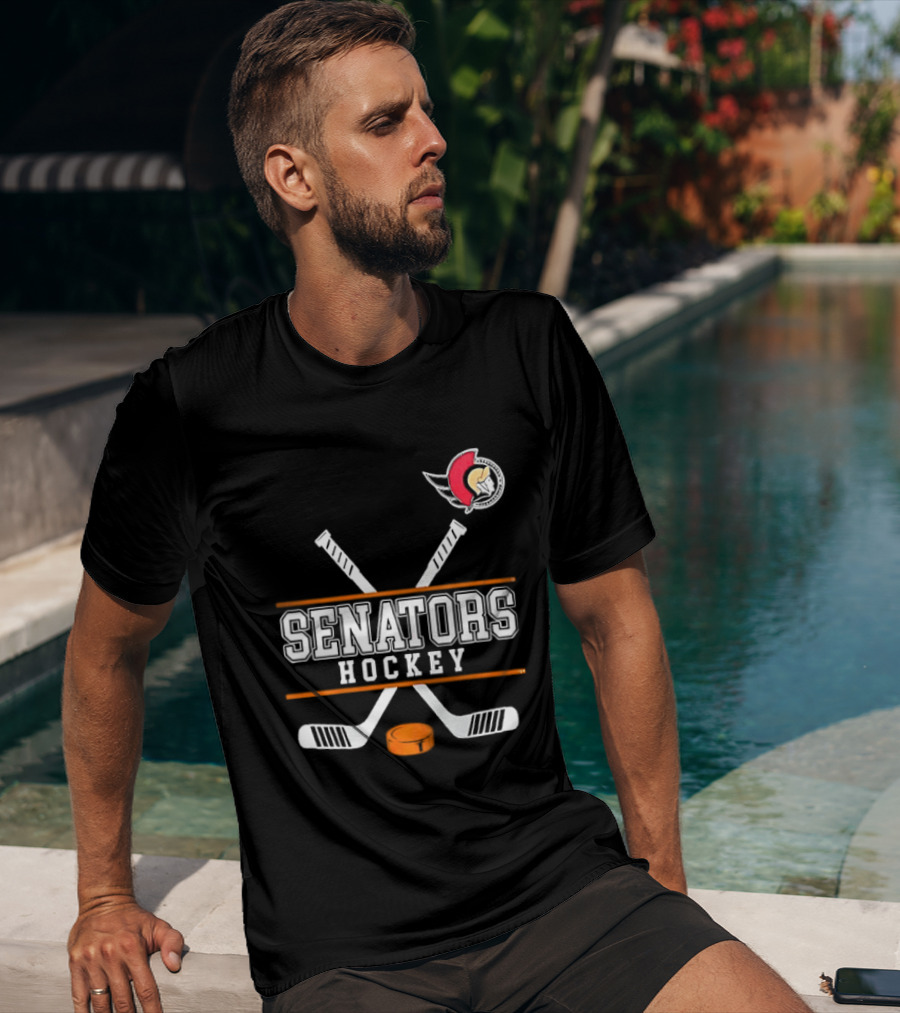 Ottawa Senators Hockey NHL Crossed Sticks T-Shirt