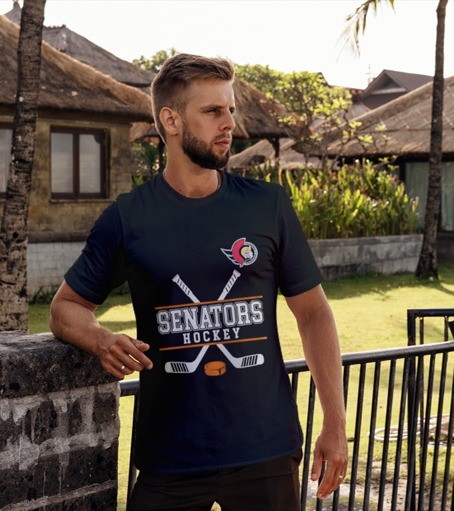 Ottawa Senators Hockey NHL Crossed Sticks T-Shirt