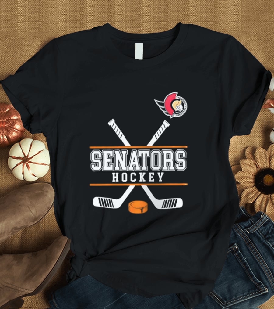Ottawa Senators Hockey NHL Crossed Sticks T-Shirt