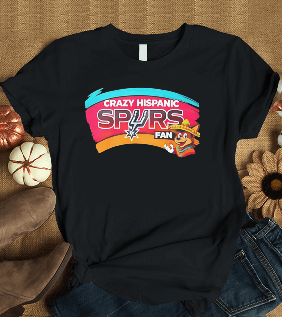 Crazy Hispanic San Antonio Spurs Fan Cartoon T-Shirt