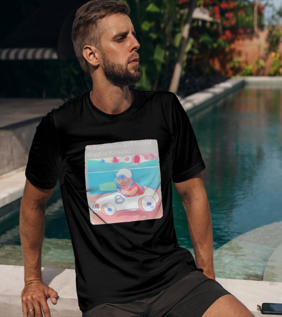 Indianrockolis 500 Legend Goggles Paesano Racing Car Number 8 T-Shirt