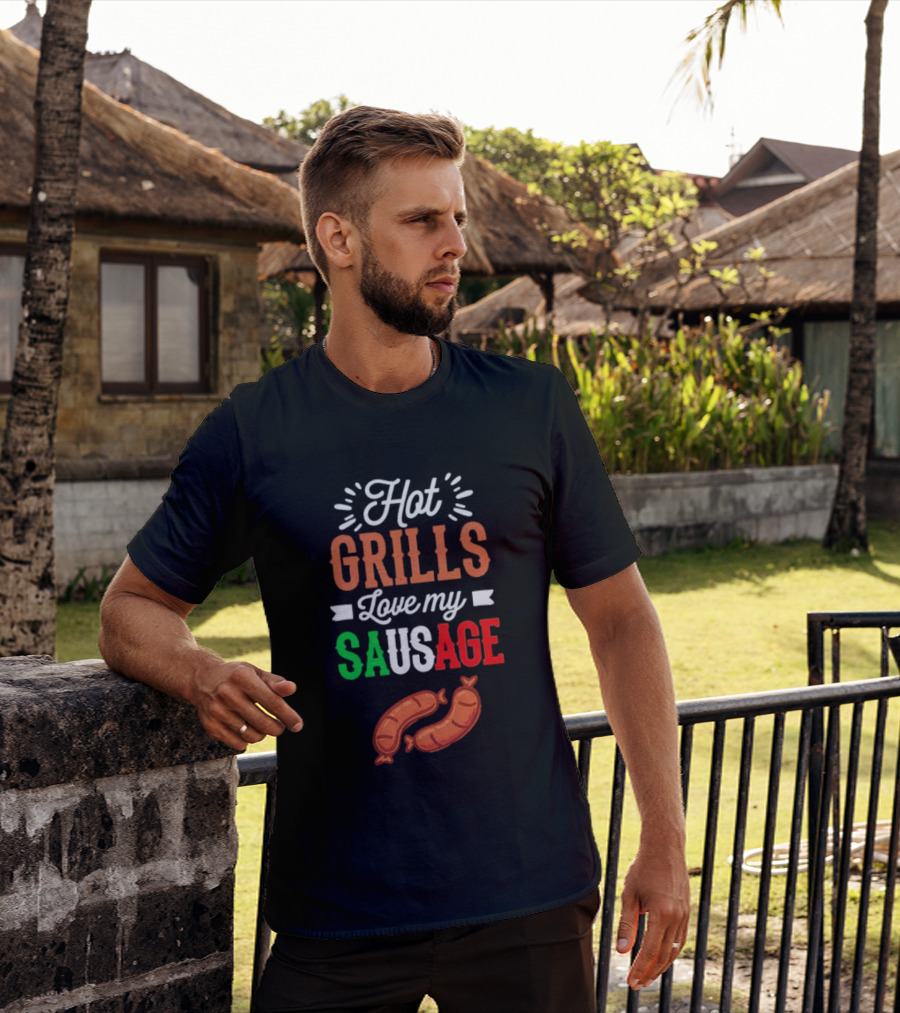 Hot Grills Love My Sausage Italian Flag Colors BBQ T-Shirt
