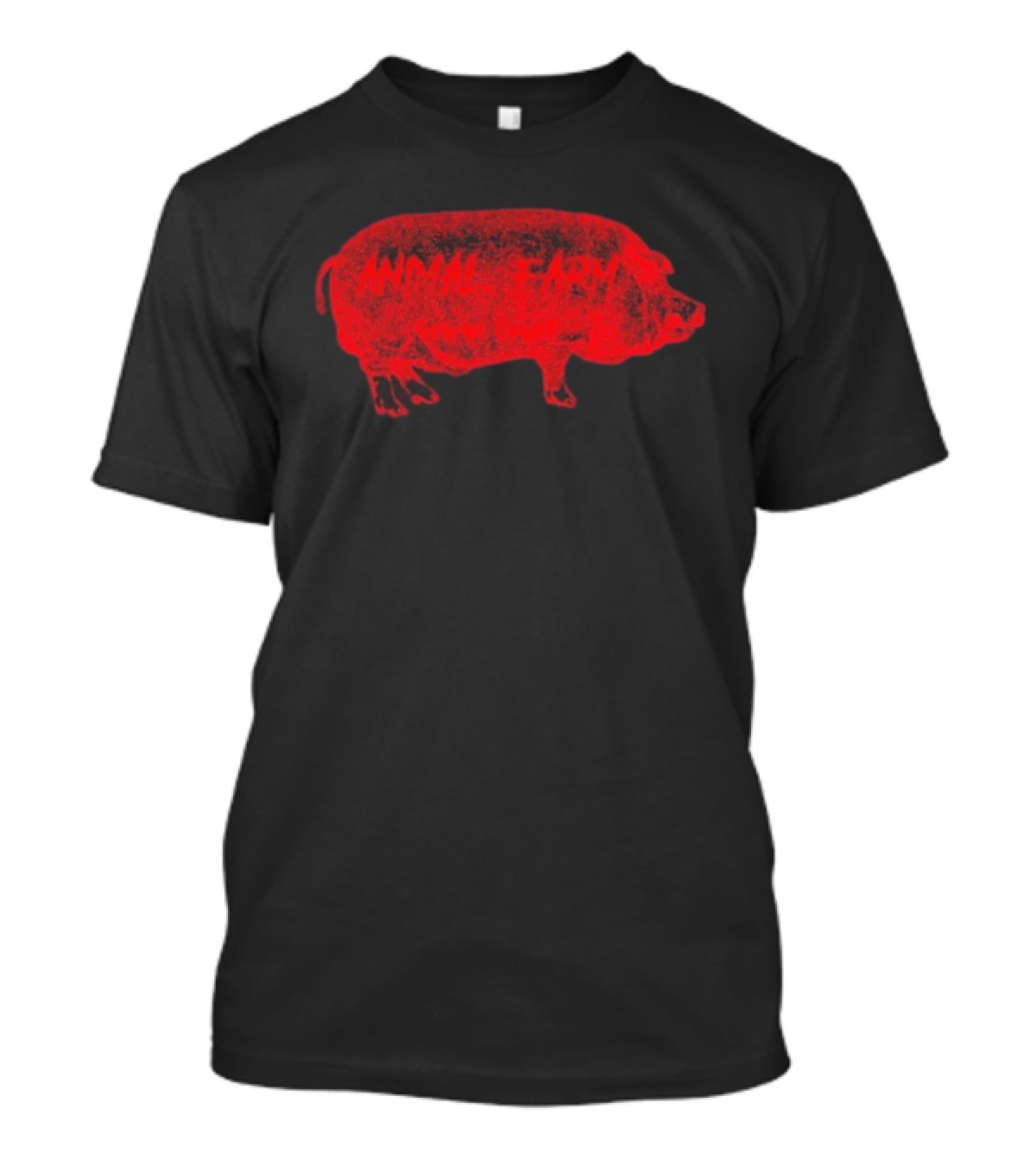 Animal Farm Pig Graphic Textured Red T-Shirt