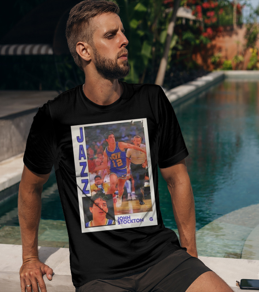 John Stockton Utah Jazz 1992 Basketball Card Vintage NBA Memorabilia T-Shirt