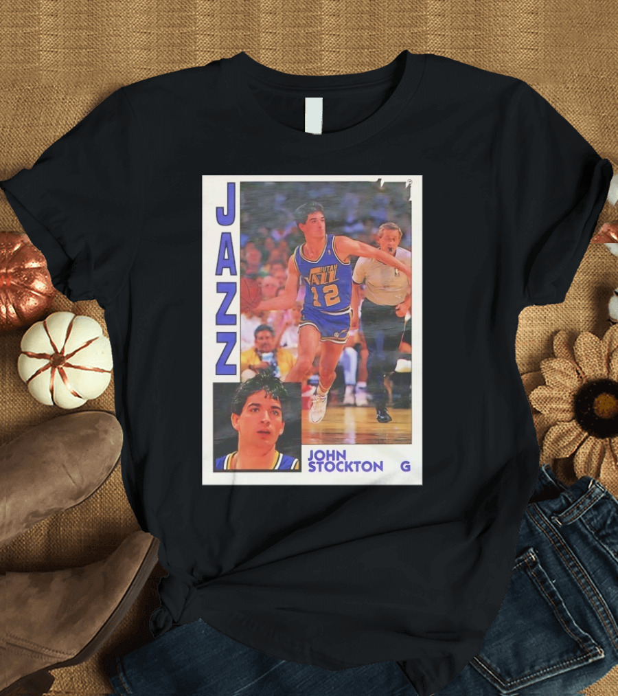 John Stockton Utah Jazz 1992 Basketball Card Vintage NBA Memorabilia T-Shirt