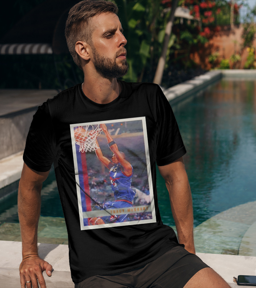 Tracy McGrady Toronto Raptors 1996 Basketball Card Dunk Slam T-Shirt
