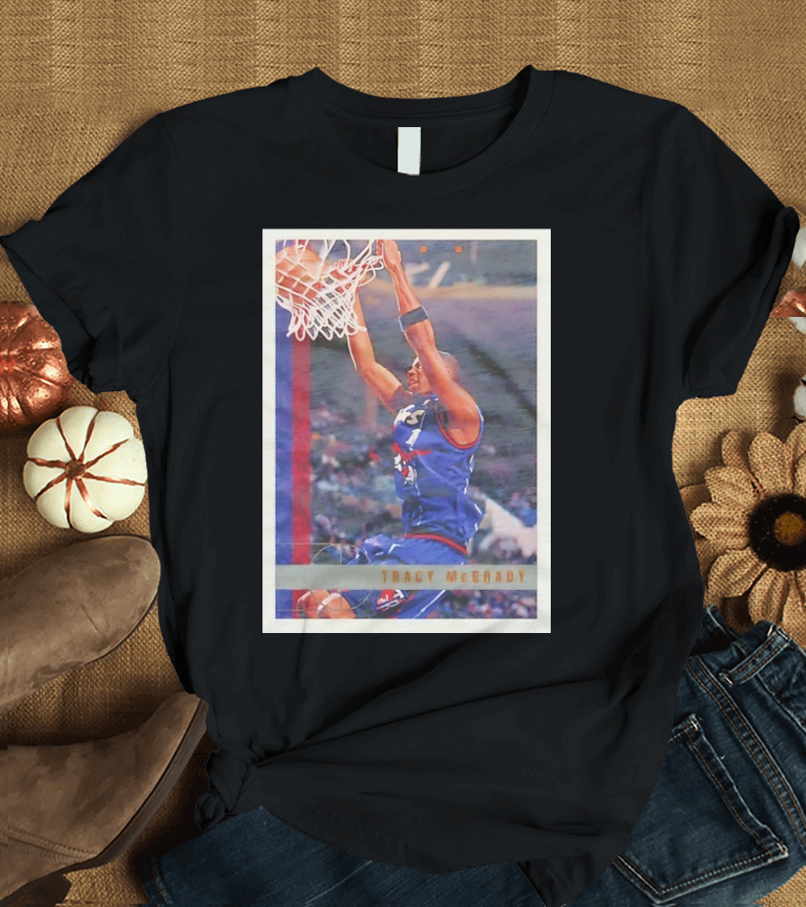 Tracy McGrady Toronto Raptors 1996 Basketball Card Dunk Slam T-Shirt