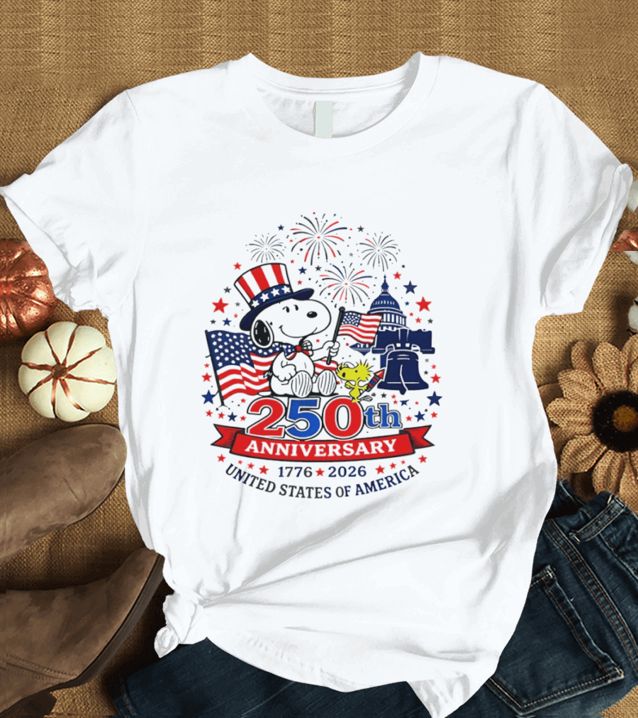 Snoopy 250th Anniversary 1776 2026 Patriotic Celebration United States Of America T-Shirt