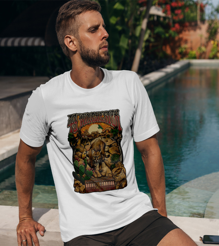 49 Winchester Pioneertown May 9 2026 Flying Mojito Brothers Pap Yu Harlins Cat Desert Scene T-Shirt