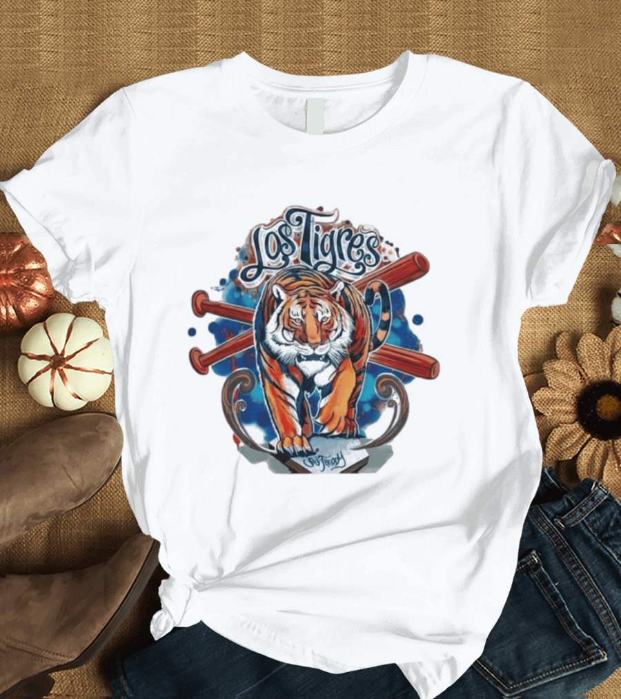 Los Tigres Detroit Baseball Tiger Art 2026 T-Shirt