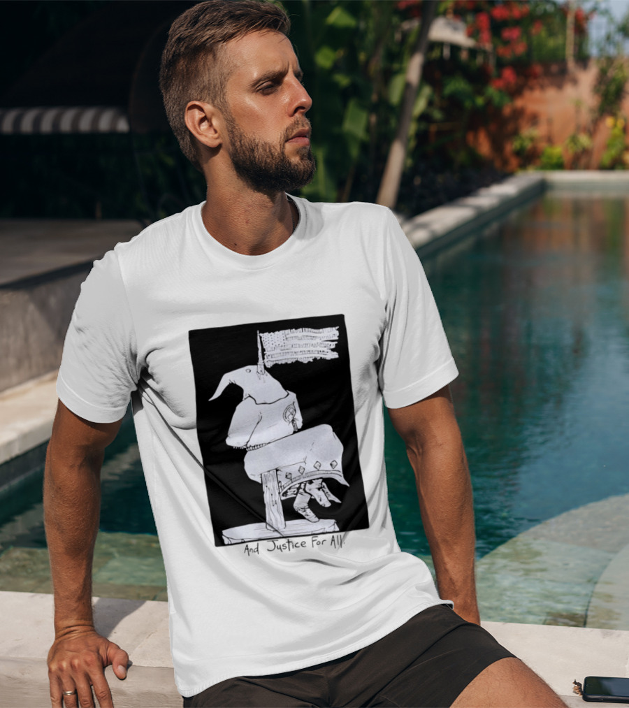 Anti Ku Klux Klan And Justice For All Hanging Effigy With Flag T-Shirt