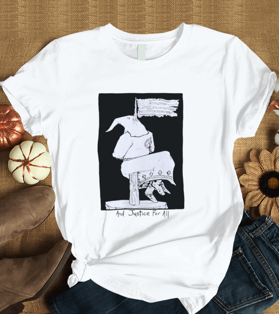 Anti Ku Klux Klan And Justice For All Hanging Effigy With Flag T-Shirt