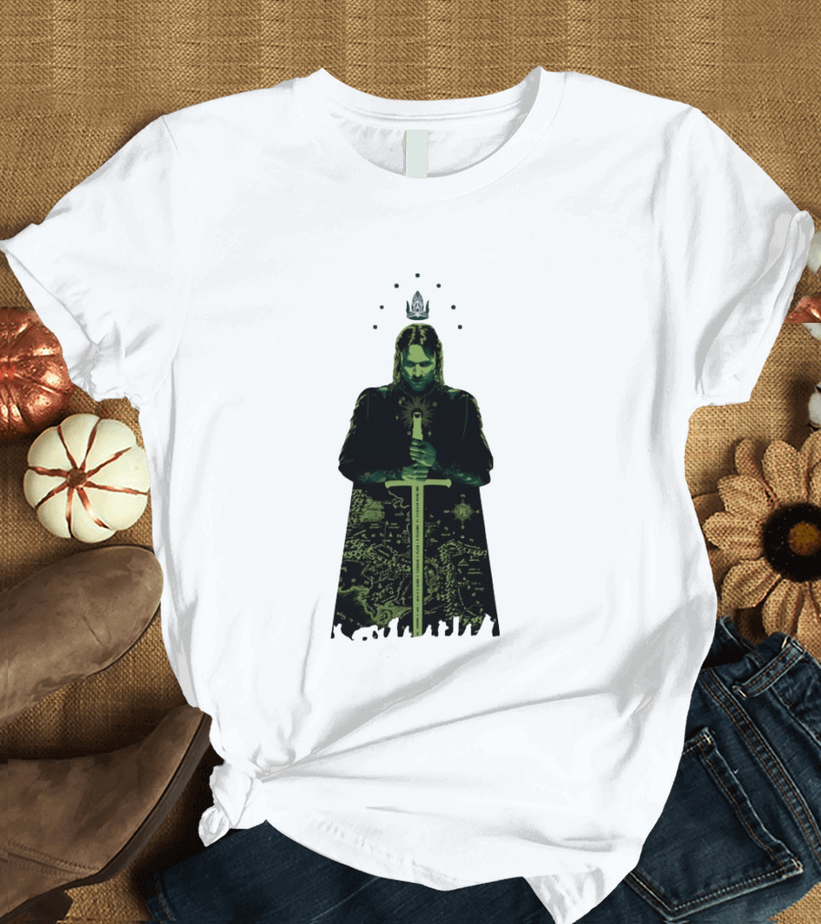 The Lord Of The Rings Aragorn Sword Map Middle Earth King T-Shirt