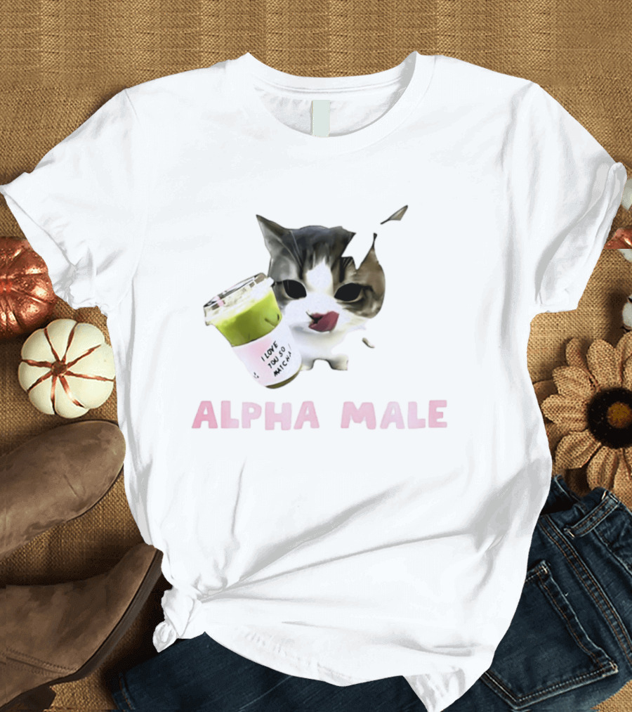 Cat I Love You So Matcha Alpha Male T-Shirt