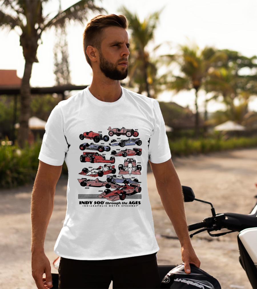 Indy 500 Through The Ages 2026 Racing Cars Evolution T-Shirt