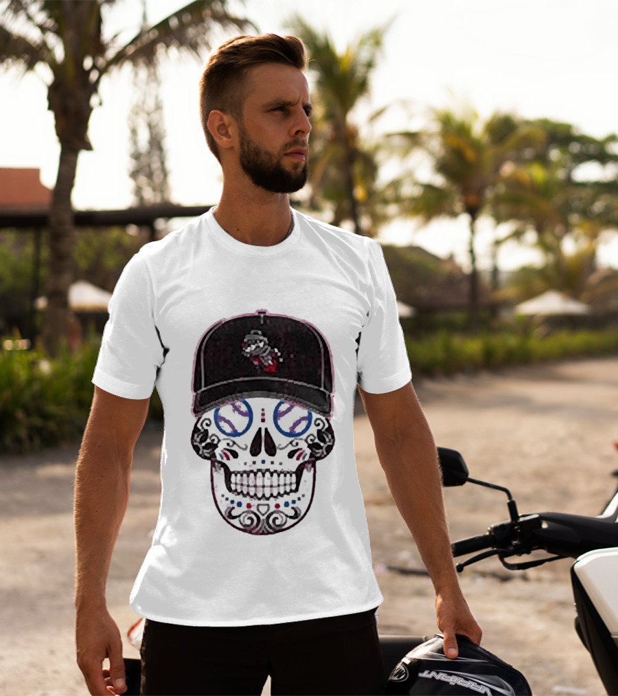 Rocket City Trash Pandas Sugar Skull Hat Baseball T-Shirt
