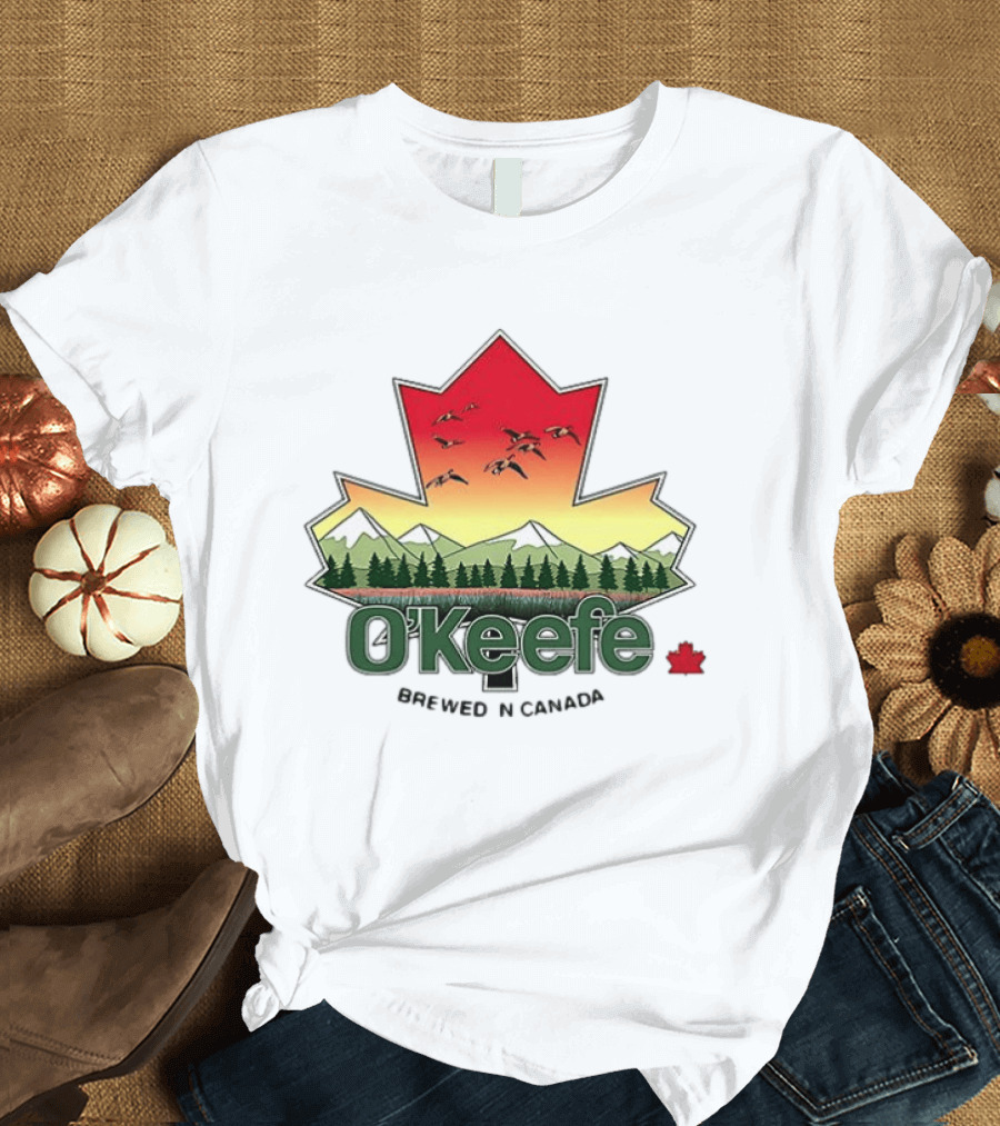 O'Keefe Brewed In Canada Maple Leaf Mountains And Geese T-Shirt