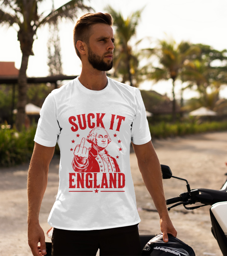 Suck It England George Washington Middle Finger Gesture T-Shirt