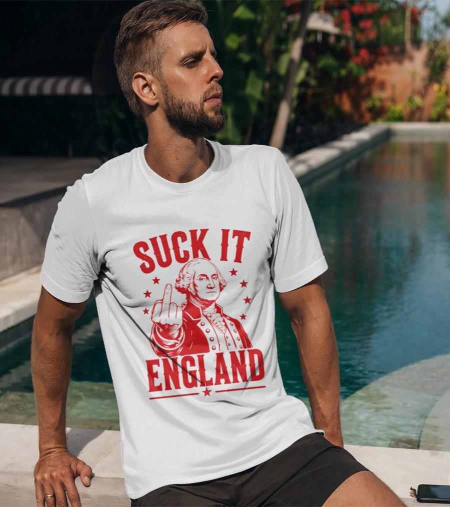 Suck It England George Washington Middle Finger Gesture T-Shirt