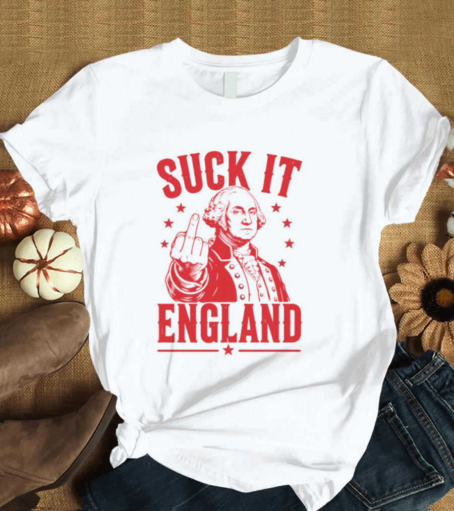 Suck It England George Washington Middle Finger Gesture T-Shirt