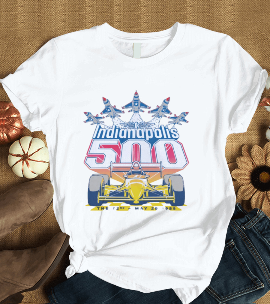 Indianapolis 500 May 29 1988 72nd Race Yellow Racecar And Blue Jets T-Shirt