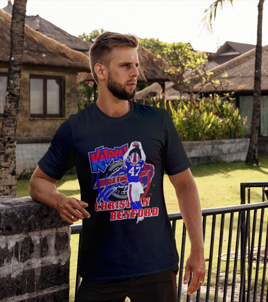 Kaboom Christian Benford 47 Buffalo Bills Football T-Shirt