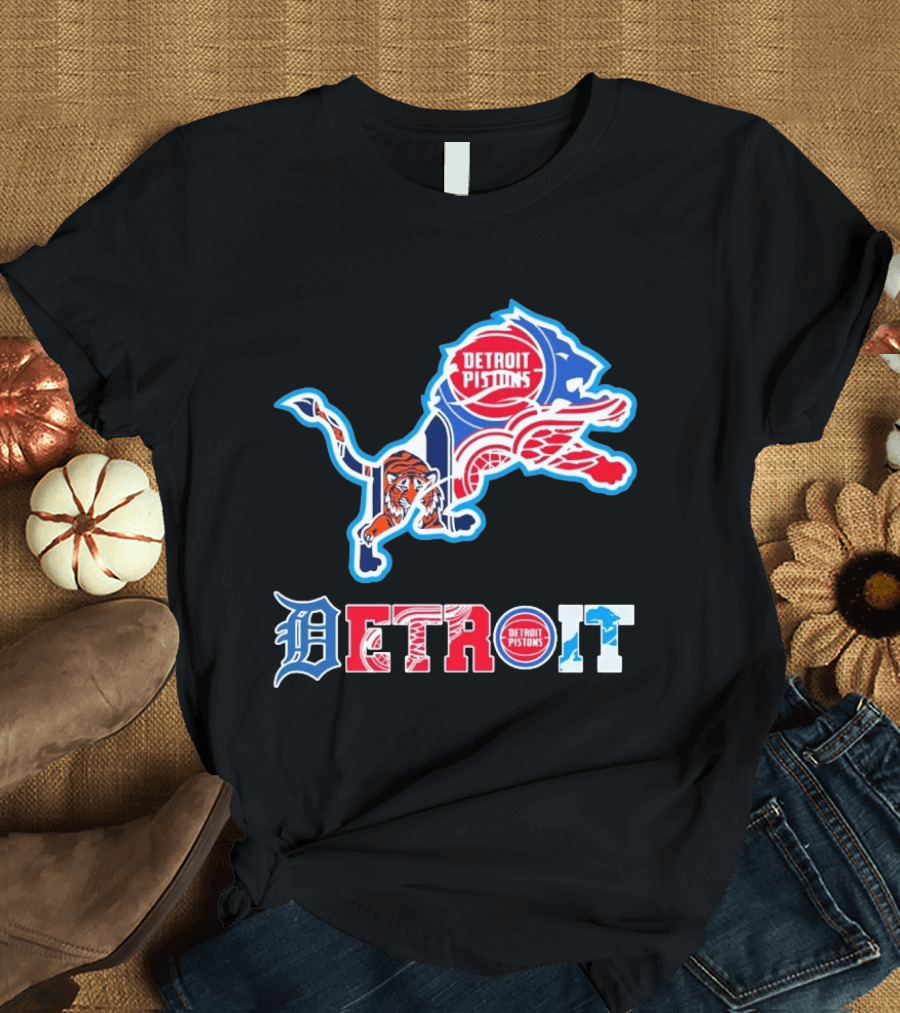 Detroit Lions Tigers Red Wings Pistons Sports Teams Dedication T-Shirt