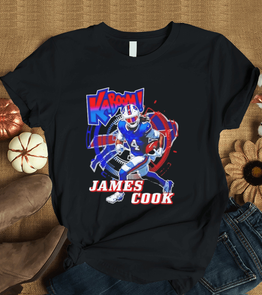 Kaboom James Cook Buffalo Bills Football Action Explosion T-Shirt